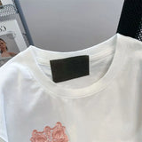 WIAOFELLAS  -  Gothic Embroidered Lion Dance Short Sleeve Cotton Graphic T Shirts Summer New Loose Oversized T Shirt Men and Women Streetwear