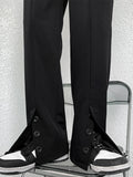 WIAOFELLAS  -  American Vibe Loose Straight Leg Men's Pants Buttoned Trousers Casual Comfortable Workwear for Men Youth And Couples