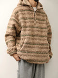 WIAOFELLAS  -  Autumn Winter Hooded Sweaters for Men Japanese Trendy Loose Casual Thickened Striped Pullover Harajukuhigh Street Long Sleeved