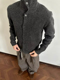 WIAOFELLAS  -  Knitwear Casual Sweatercoats Mens Vintage Button-up Turtleneck Knitting Cardigan Tops Men Vintage Long Sleeve Slim Knit Jackets