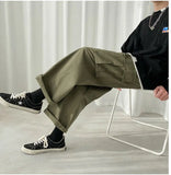 Wiaofellas  -  Men's Workwear Pants Straight Leg Loose Fit Faionable Japanese Sle Wide Leg Pants Hong Kong Sle Versatile Trendy Nine