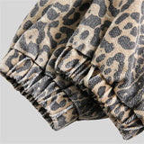 WIAOFELLAS  -  Retro Leopard Jacket Men Streetwear Patchwork Washed Jacket Coat Men Hip Hop Y2K Oversized Harajuku Stand Collar Unisex Jackets