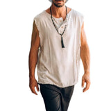 WIAOFELLAS  -  Early Spring and Summer Casual Men's Basic Style Sleeveless Vest Raw Edge Loose All-Matching Top Men