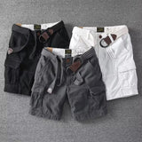 Wiaofellas  -  Men's Cargo Shorts Summer Casual Loose Multi-Pocket Leisure Straight Pants Retro Style Trend Male Knee Shorts