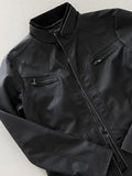 WIAOFELLAS  -  American Style Men's Pu Leather Jackets Stand Collar Solid Color Casual Coats 2025 Spring Male Clothing Simple New