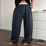 WIAOFELLAS  -  Men Pants Striped Patchwork Elastic Waist Joggers Loose Straight Trousers Men Streetwear 2025 Fashion Casual Long Pants