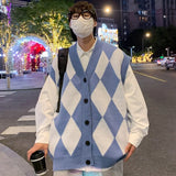 WIAOFELLAS  -  New Autumn Winter Fashion Trend Casual Vneck Cardigan Vest For Men Highquality Korean Version Loose Comfortable Versatile Jacket