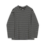 WIAOFELLAS  -  Fashion New Men's Striped Loose Casual T-shirt Summer Trendy Round Neck Long Sleeves Pullover Tops Male