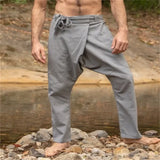 WIAOFELLAS  -  Mens Pants Men's Clothing Cotton and Linen New Solid Color Punk Design Slant Pockets Outdoor Loose Casual Breathable Long Pant