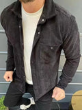 WIAOFELLAS  -  Casual Lapel Corduroy Cardigan Men's New Autumn Solid Color Long-sleeved Jacket Fashionable Men's Casual Fashion Coat