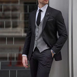 WIAOFELLAS  -  Elegant Black Men Suits for Wedding 2025 Luxury Single Breasted Peak Lapel Male Clothing High Quality 3 Piece Jacket Pants Vest