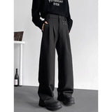WIAOFELLAS  -  Grey Black Suit Pants Men Fashion Society Mens Dress Pants Korean Loose Straight Pants Mens Office Formal Trousers Plus Size
