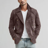 WIAOFELLAS  -  Classic Mens Double-breasted Jacket Vintage Turn-down Collar Long Sleeve Slim Cropped Jackets 2026 Spring Men Fashion Outerwear
