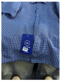 Wiaofellas  -  Summer Blue Plaid Short Sleeve Casual Shirt Men's Street Style Lazy Cool American Drawstring Half Sleeve Top Loose Fit Youth