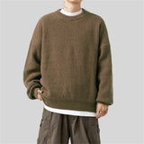 WIAOFELLAS  -  New Winter Retro Sweater Men Harajuku Knitted Solid Jumpers Oversized Streetwear Hip Hop Men Casual Warm Green Pullover Sweaters