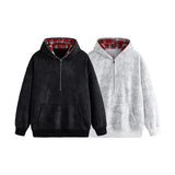 WIAOFELLAS  -  High Street Men Tie Dye Fake Two-piece Hoodies Wash Disstred Streetwear Clothes  Half Zipper Coat