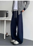 WIAOFELLAS  -  Trendy Men's Drawstring Design Contrast Color Trousers New Fashion Summer Loose High-waisted Wide Leg Pants Male