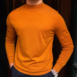 WIAOFELLAS  -  Fall Wool Half High Neck Knit Casual Knitted Sweater Social Club Outfits Herren Pullover Simple Home Pull Homme Sweater For Men