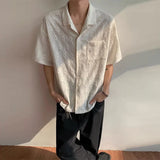 WIAOFELLAS  -  Summer Men's Clothing Light Luxury Jacquarded Suit Collar Shirts Streetwear Button-down Short Sleeve Retro Leisure Fashion M-3XL