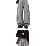 WIAOFELLAS  -  Deep ey Casual Men's Trousers Autumn Winter Straight Leg Wide Leg Drapey Loose Fit Suit Pants Busin Casual Sle