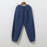 WIAOFELLAS  -  Autumn Mens Cotton Wide Leg Pants Men Solid Color Oversized Jogger Trousers Male Elastic Waist Streetwear Hanfu Linen Pants