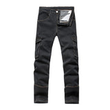 Wiaofellas  -  Men's Autumn and Winter Multi-pocket Straight-leg Cargo Jeans