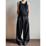 WIAOFELLAS  -  Grey Black Suit Pants Men Oversized Fashion Society Mens Dress Pants Korean Loose Wide Leg Pants Mens Office Formal Trousers