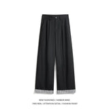 WIAOFELLAS  -  Grey Black Suit Pants Men Oversized Society Mens Dress Pants Korean Casual Loose Wide Leg Pants Mens Office Formal Trousers