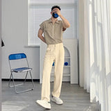 Wiaofellas  -  Male Trousers Office Wide Business Tailoring Straight Men's Casual Pants Plus Size Aesthetic Hot Low Price Stylish Regular Fit