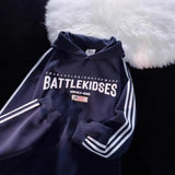 WIAOFELLAS  -  Retro American Striped Letter Hoodie Unisex Fleece Lined Jacket Cotton Full Sleeve Hooded Sweatshirt for Men And Women