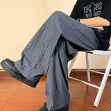 Wiaofellas  -  Y2K Men Streetwear Cargo Pants Korean Cotton Line Trousers Men Wide Leg Pants Solid Color Loose Joggers Baggy Harem Pants