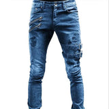 Wiaofellas  -   New Jeans Men Fashion Hole Streetwear Straight Jeans Spring Summer Moto & Biker Skinny Casual Denim Pants For Men