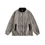 WIAOFELLAS  -  Retro Leopard Jacket Men Streetwear Patchwork Washed Jacket Coat Men Hip Hop Y2K Oversized Harajuku Stand Collar Unisex Jackets