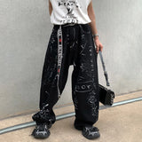 WIAOFELLAS  -  Spring And Autumn Men's Casual Pants Fashionable Trendy Y2k Hip-Hop High Street Graffiti Printed American Vintage Trousers