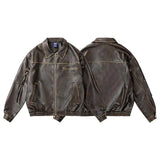 WIAOFELLAS  -  Men EONMODISH Men's Wear | 2025 Spring American Street Trendy Brushed Leather Jacket New Fashion