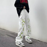 Wiaofellas  -  Vibe Style Pants Graffiti Tie-dye Printed Jeans Men and Women Straight Trousers