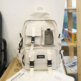 WIAOFELLAS  -  Unisex School Backpack Black Nylon Anti Theft Large Students Laptop Rucksack Sweethearts Casual Travel Chic Korean Mochilas