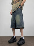 Wiaofellas  -   Summer Men Fashion Loose Wide Leg Short Jeans Male Streetwear Baggy Denim Shorts Mens Casual Straight Capris Pants G233