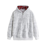 WIAOFELLAS  -  High Street Men Tie Dye Fake Two-piece Hoodies Wash Disstred Streetwear Clothes  Half Zipper Coat