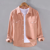 Wiaofellas  -  American Style Cargo Shirt Men Spring Autumn Mens Long Sleeve Shirts Pockets Pure Cotton Casual Shirts Comfortable