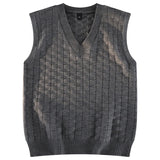WIAOFELLAS  -  Fashion Fashion Lazy V-neck Knit Vest Men Autumn Winter Sleeveless Sweater  Pullover Sweater Vest Loose Diamond Solid Color