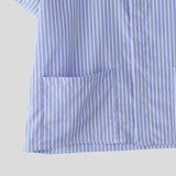 WIAOFELLAS  -  Men Striped Shirt Lapel Short Sleeve Pockets Men Clothing Streetwear Loose Button Korean Style Fashion Casual Male Tops