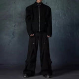 WIAOFELLAS  -  Spring New Men's Wide-Leg Patchwork Trousers American Retro Fashion Trendy High Street Loose Casual Niche Men's Bottoms
