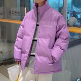 Wiaofellas  -  Thicken Solid Color Mens Parkas Oversized Warm Winter Leather Coats Harajuku Fashion Women Loose Cotton Padded Jackets