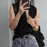 WIAOFELLAS  -  Men Tank Tops Solid Color V Neck Sleeveless Button Summer Male Vests Streetwear Knitted Fashion Casual Men Clothing