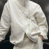 WIAOFELLAS  -  Solid color stand collar hem drawstring design short jacket for men's spring high-end and handsome thin workwear fashion jacket