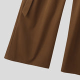 Wiaofellas  -  Men Pants Solid Color Button Joggers High Waist Casual Trousers Men Streetwear Loose Fashion Male Wide Leg Pants S-5XL