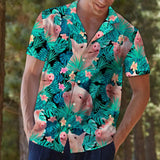 Wiaofellas  -  Flower shirt, casual short sleeved polo shirt, irregular casual shirt, men's breathable polo shirt, men's clothing