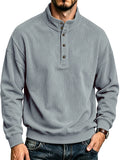 Wiaofellas  -  Autumn Winter Loose Fit Sweatshirt Men Trendy Henley Collar Long Sleeve Pullover Men Daily Casual Corduroy Polo-shirt