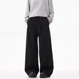 Wiaofellas  -  Men's Solid Color Suit Trousers American Retro Fashion Trend Street Casual Simple Loose Breathable Summer New Men's Bottoms
